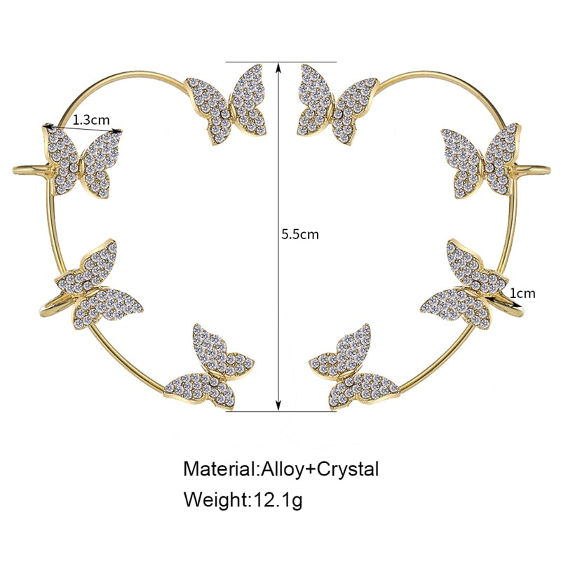 Crystal Butterfly Ear Clips