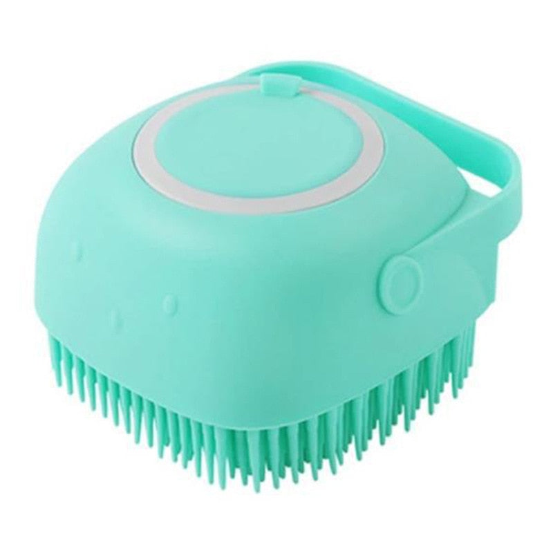 Soft brush with soap dispenser for pets