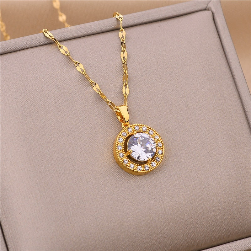 Crystal Stainless Steel Necklaces For Women