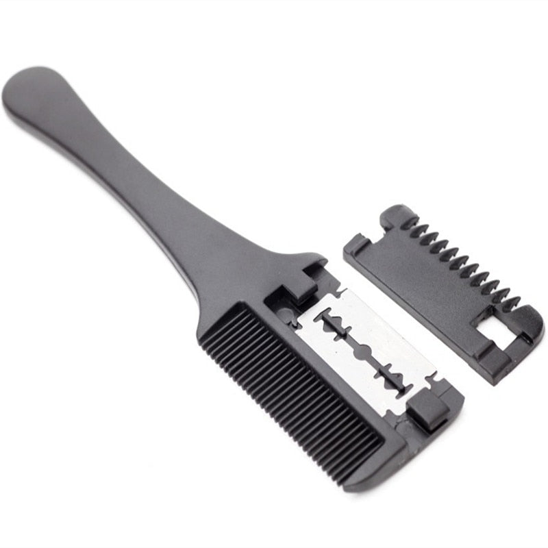 Hair Cutting Comb with Razor Blades