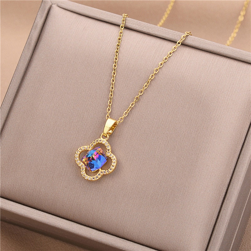 Crystal Stainless Steel Necklaces For Women