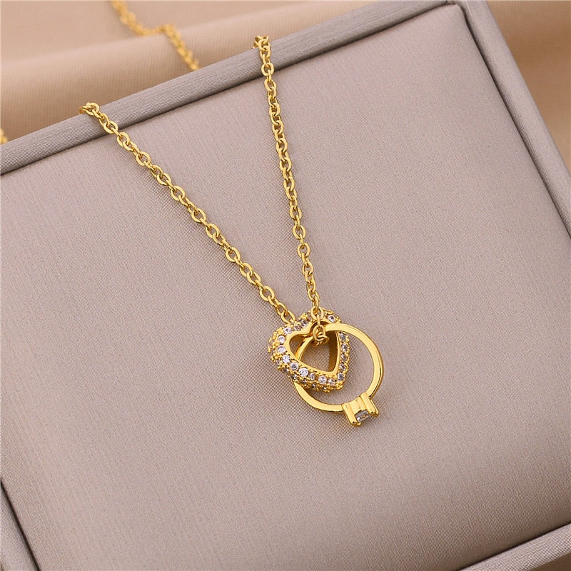 Crystal Stainless Steel Necklaces For Women