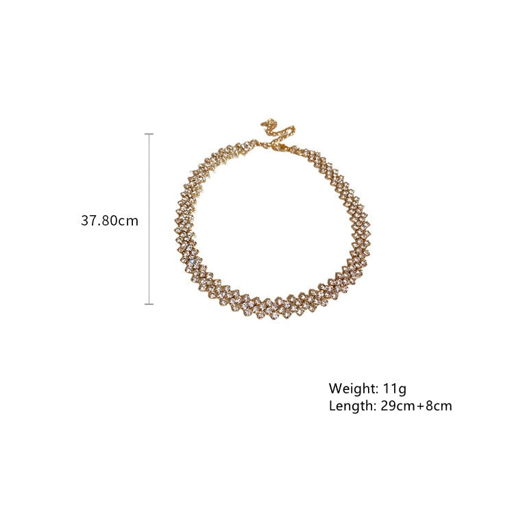 Gold Color Rhinestone Choker Necklaces