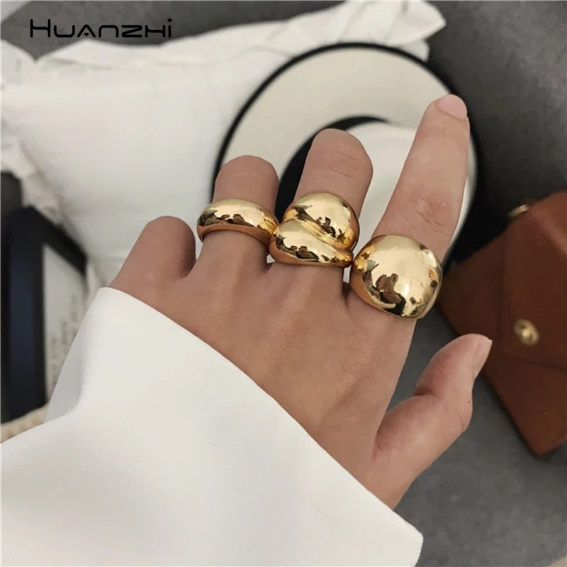 Metal Minimalist Glossy Rings