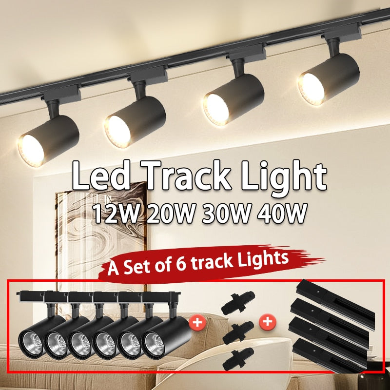 LED Track Light Set Rail Spot Led Light Spotlight Ceiling Lamp Rail Lighting Ceiling Spots Fixture Track Home Living Room Store