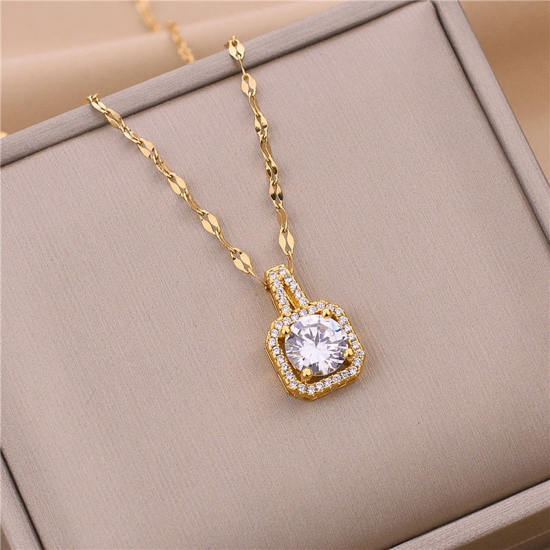 Crystal Stainless Steel Necklaces For Women