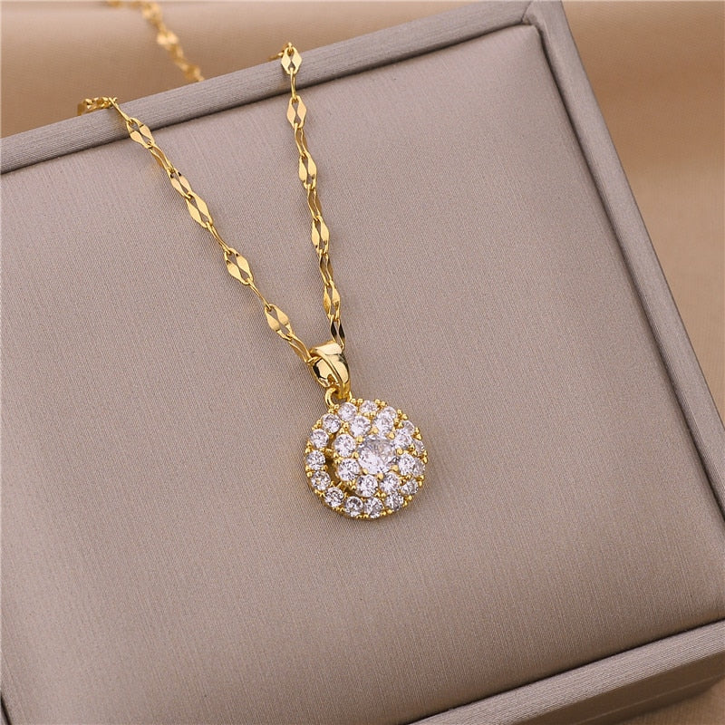 Crystal Stainless Steel Necklaces For Women