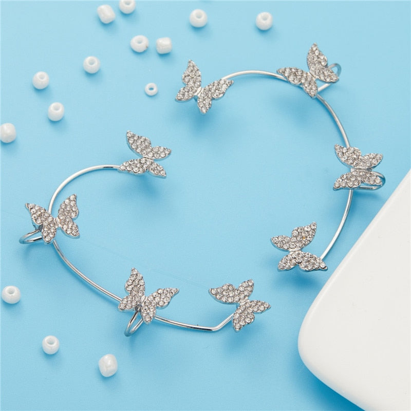 Crystal Butterfly Ear Clips