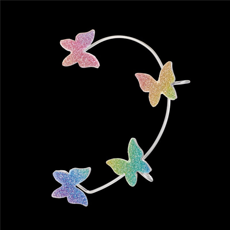 Crystal Butterfly Ear Clips